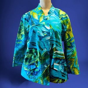 Chico's Vibrant Blue and Green Blazer